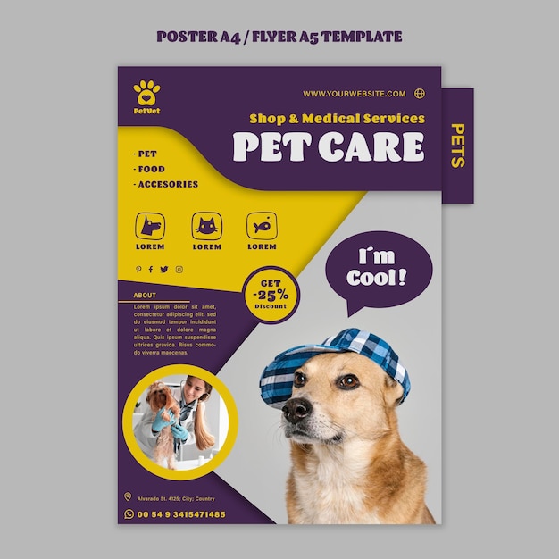 Free PSD pet care flyer template