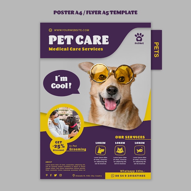 Pet care poster template