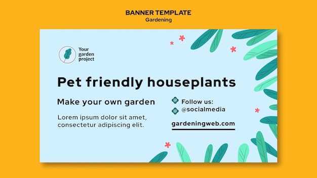 Бесплатный PSD Шаблон баннера комнатных растений для домашних животных