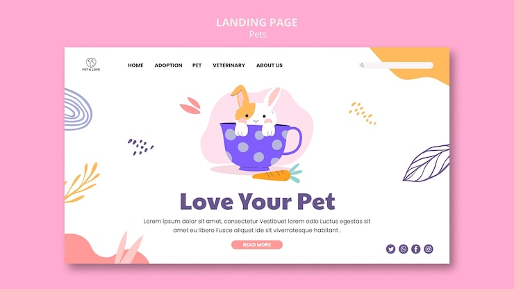 Free PSD pet love landing page template