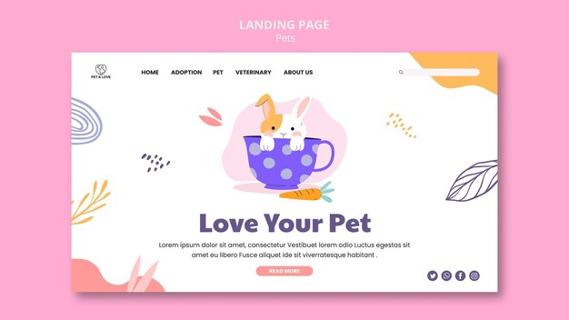 Pet love landing page template