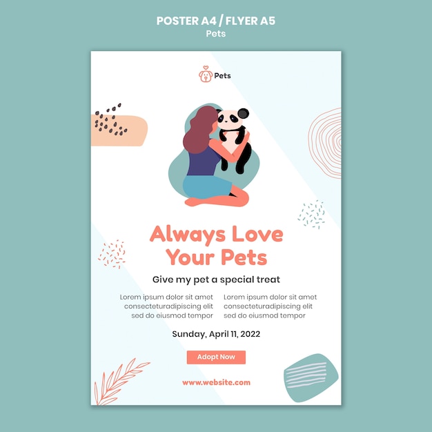 PSD gratuito pet poster e flyer modello di progettazione