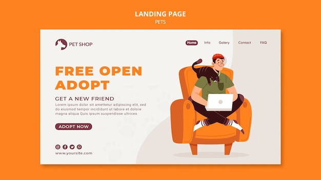 Free PSD pet shop adoption landing page