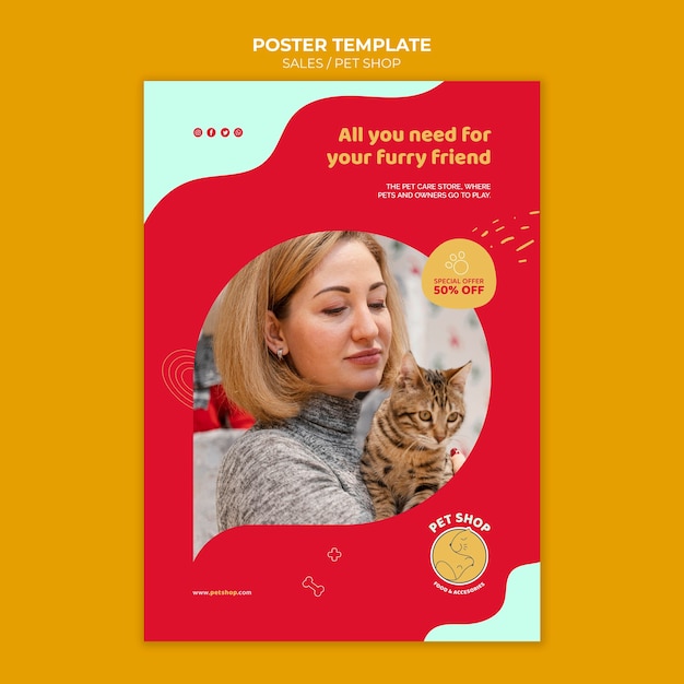 Pet shop discount dynamic poster template