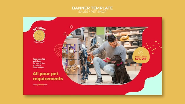 Pet shop discount fluid banner template