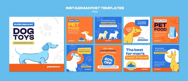 Set di post instagram sconto negozio di animali