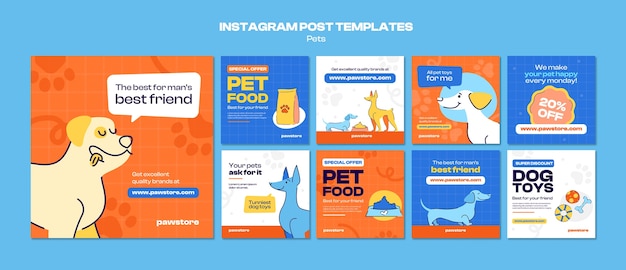 무료 PSD 애완 동물 가게 할인 instagram 게시물 템플릿