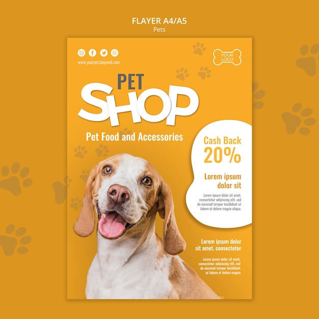 Free PSD pet shop flyer template