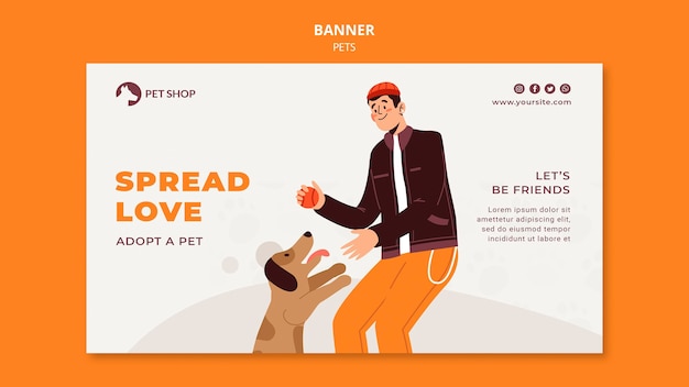 Pet shop horizontal banner template