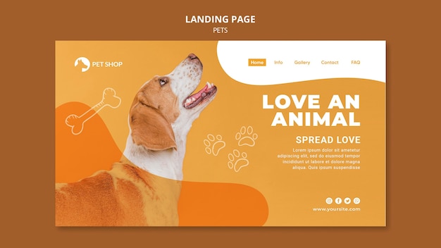 Free PSD pet shop landing page template