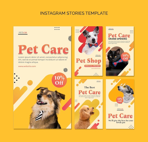 PSD gratuito storie di social media nei negozi di animali