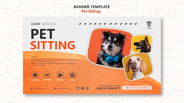 PSD gratuito modello di banner di concetto di pet sitting