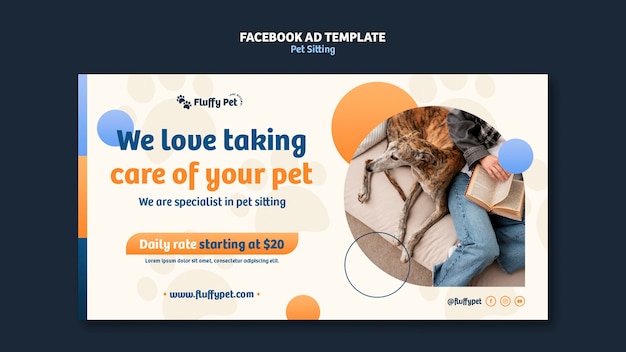 Modello di facebook per il lavoro di pet sitter