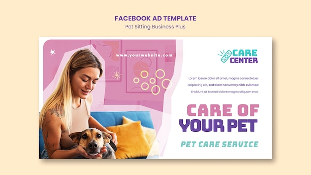 PSD gratuito modello di facebook per il lavoro di pet sitter