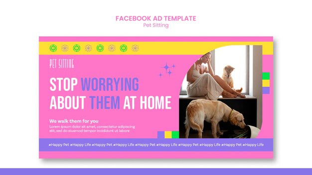 Modello di facebook per il lavoro di pet sitter