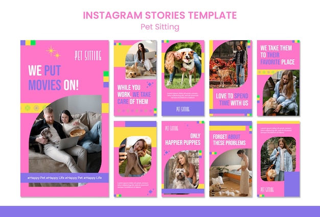 PSD gratuito storie di instagram di lavoro di pet sitter