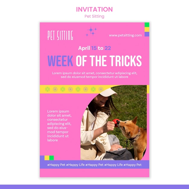 Free PSD pet sitting job invitation template