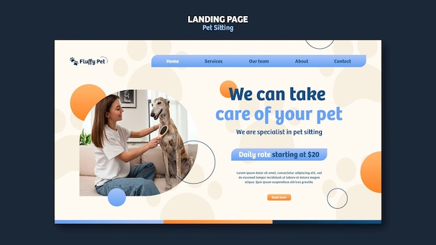 Pet sitting job landing page template