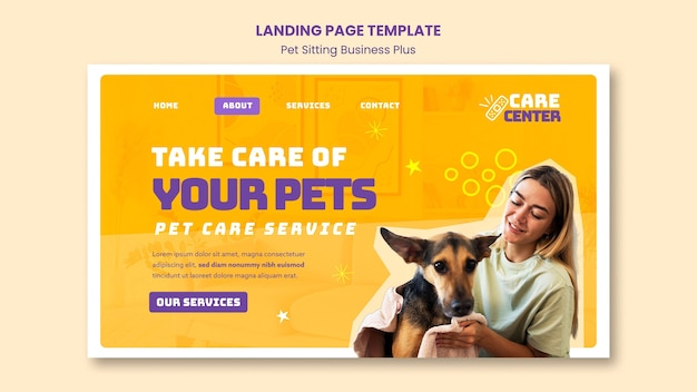 Free PSD pet sitting job landing page template