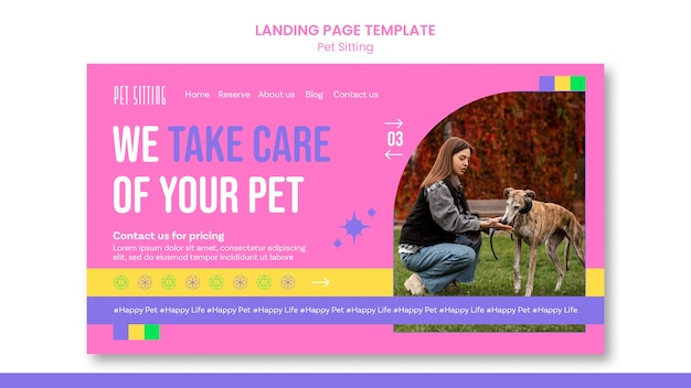 PSD gratuito modello di pagina di destinazione del lavoro di pet sitter