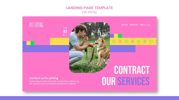 Free PSD pet sitting job landing page template