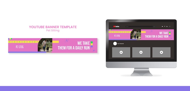 Pet sitting job youtube banner template