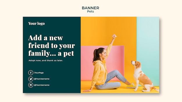 PSD gratuito modello di banner di animali domestici