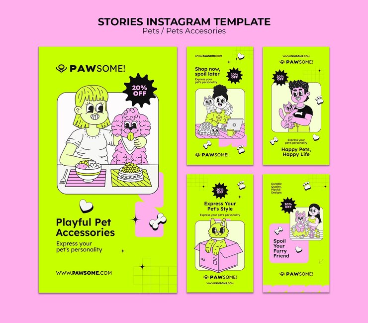 Free PSD pets care instagram stories