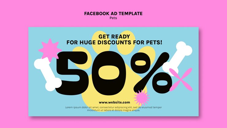 Free PSD pets discount template design