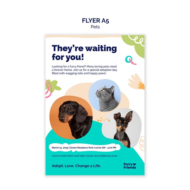 Pets flyer template design