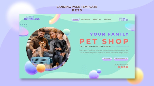 PSD gratuito modello di homepage per animali domestici