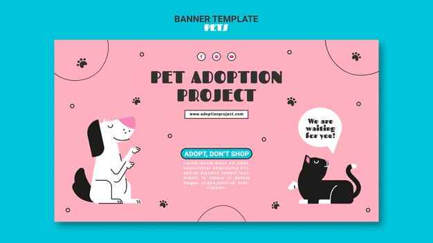 Pets horizontal banner template