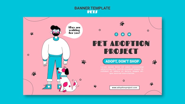 Modello di banner orizzontale di animali domestici