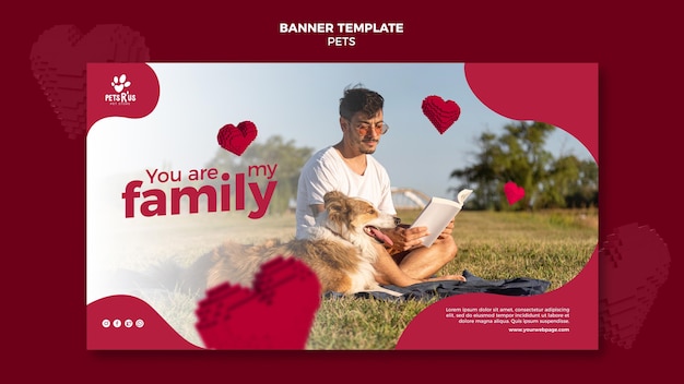 Banner orizzontale di animali domestici con foto