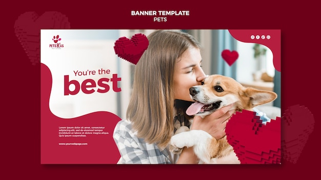 Free PSD pets horizontal banner with photo