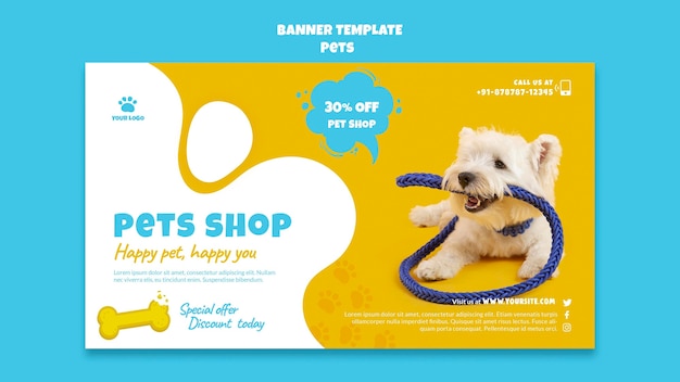 Free PSD pets shop banner template