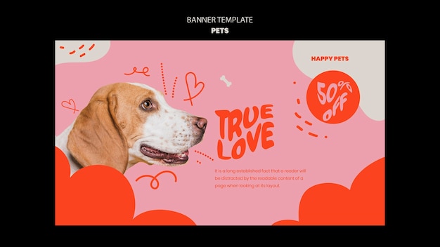 PSD gratuito modello di animali domestici del design del banner