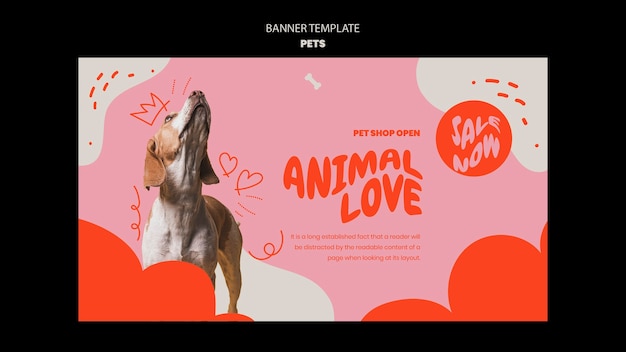 PSD gratuito modello di animali domestici del design del banner