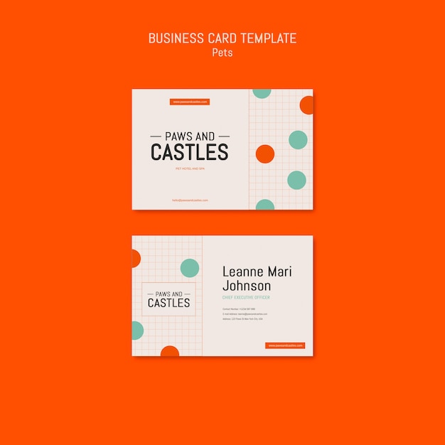 Pets template design of business card design