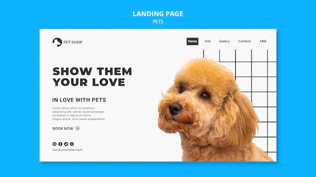 無料PSD 写真付きペットのウェブテンプレート