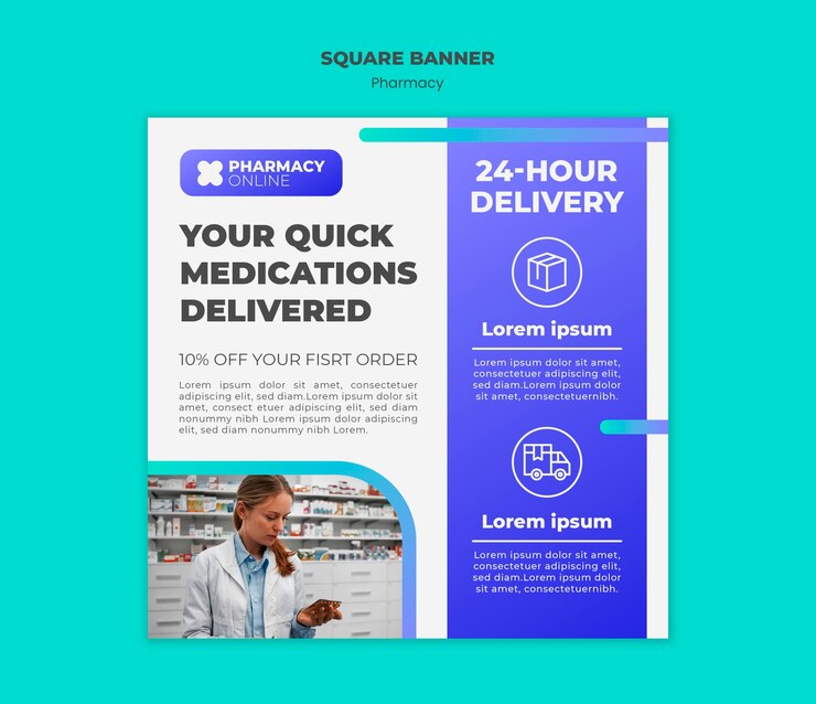 Free PSD pharmacy square banner template design