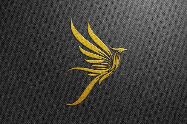 Premium Psd Phoenix Logo Mockup On Black Fabric Golden Logo Mockup Premium Psd Phoenix Logo Mockup On Black Fabric Golden Logo Mockup
