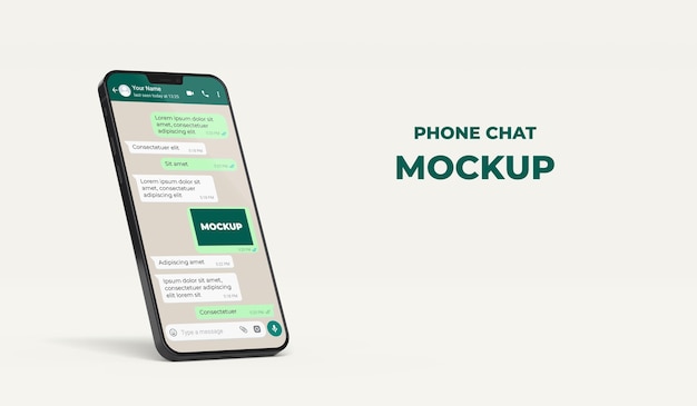 Phone chat mockup high angle