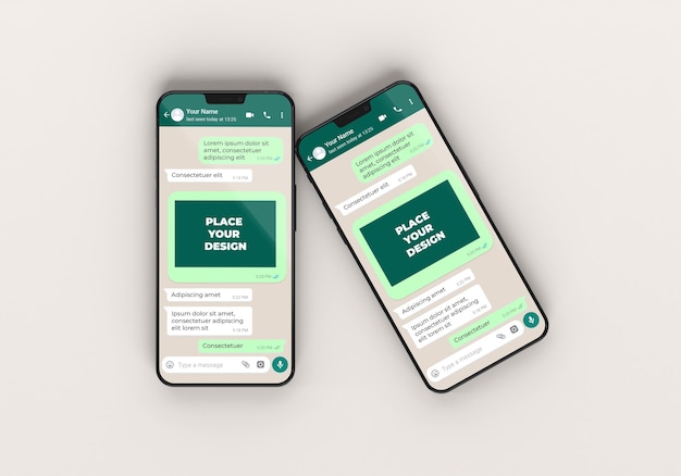 Phones mockup chat above view
