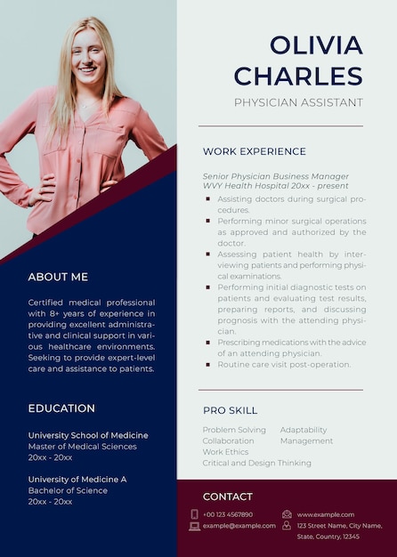 Photo attachable resume template psd in abstract design