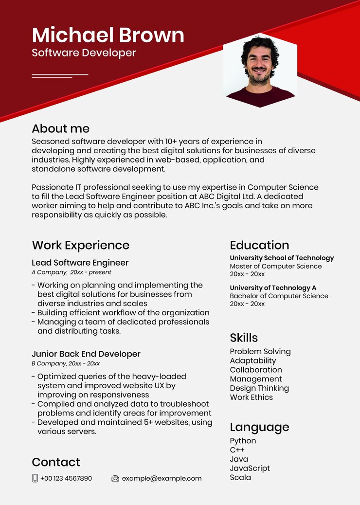 Free PSD photo attachable resume template psd in abstract design