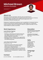 photo attachable resume template psd in abstract design