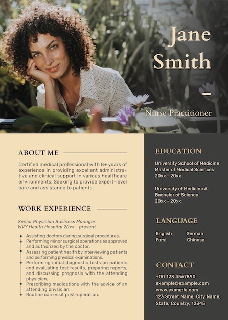 Photo attachable resume template psd in luxury style