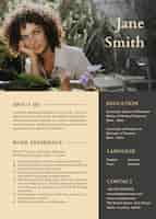 Free PSD photo attachable resume template psd in luxury style