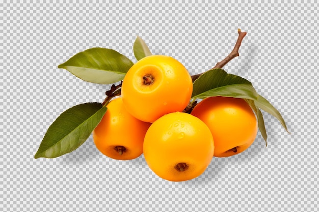 Photo of a bunch of loquats isolated on a transparent background